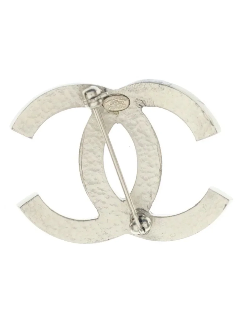 Chanel CC Logo Brooch Pin Badge Rhinestone Pink Gold 05P